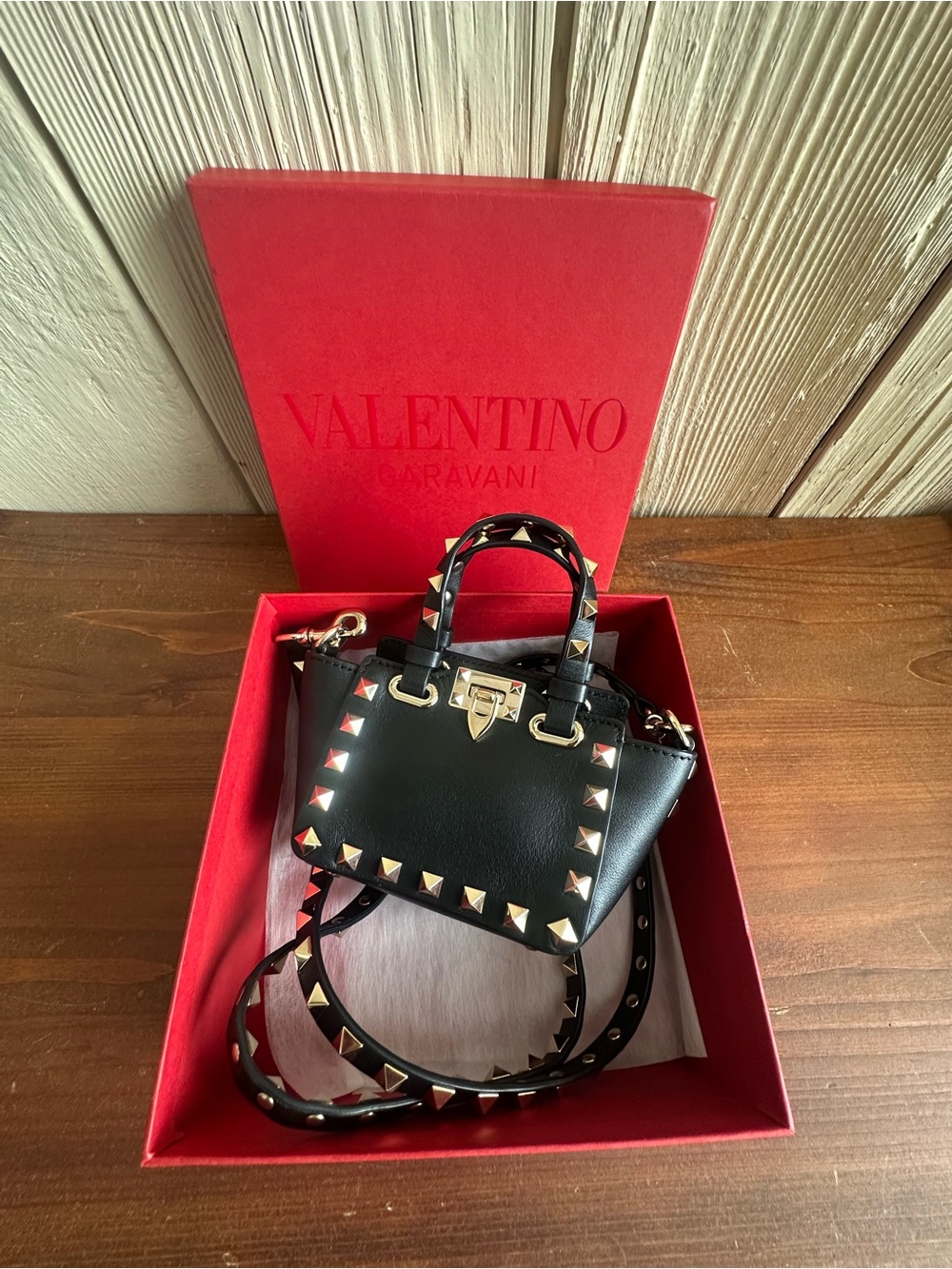 Valentino Garavani NIB Black Leather Mini Rockstud Crossbody Shoulder Bag - Picture 10 of 15